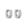 Classic silver-plated copper hoop earrings with micro-paved baguette cubic zirconia - White Gold