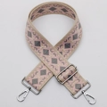 Correa jacquard ajustable rosa y gris para bolso con ganchos de metal plateado - Estilo 446 Gancho Plateado