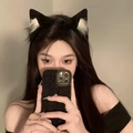 Süßer schwarzer Katzenohren-Haarreif aus Plüsch mit weißem Innenfell für Cosplay Kostüme - Verbessert / Schwarz Weiß