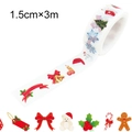 Christmas themed washi tape with snowman and reindeer patterns for DIY crafts 1.5cm x 3m - Christmas Theme