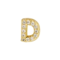 Classic 18k gold letter D pendant with sparkling cubic zirconia on white background - Letter D