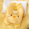 Ginger yellow fleece dog winter coat with cartoon duck design and metal D-ring for leash - Yellow Chick / S (Recommended weight 1.5-2.5kg)