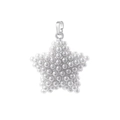 Detail shot of star-shaped pearl pendant featuring high-luster white pearls and silver metal - Star / White Gold