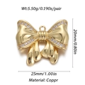 Detail of a golden bow pendant with cubic zirconia, measuring 25x20mm in copper - Gold Zirconia Bow Pendant
