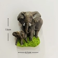 3D resin elephant mother and calf magnet with realistic skin texture and green base - Mother and Baby Elephant Thailand