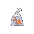 Cartoon clownfish enamel pin in a water bag design, orange and white fish badge - Bagged Clownfish