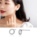 Minimalist S999 sterling silver ball beaded stud earring for women with hallmarked pin - Beaded Round