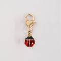 Golden heart-shaped clasp keychain with a cute red and black ladybug pendant charm - Transparent Ladybug