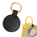Black leather magnetic hat clip with golden ring buckle for outdoor travel storage - Round Black