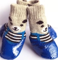 Blue waterproof anti-slip dog socks with cute bear pattern for small pets - L (6.5-12kg) / Blue (Waterproof Rubber Sole)