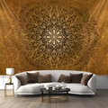 Arazzo da parete mandala dorato per camera da letto e soggiorno decoro bohémien - 300x230cm / Oro (Stile 1)