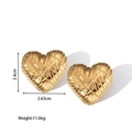 Detail showing 2.4cm gold corrugated heart earrings in 18k plated stainless steel - Fine Stereo Ripple (2.63x2.4cm)