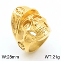 Men's punk vintage golden skull ring with military pilot horn details and 21g weight - Military Cap Gold