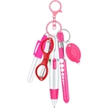 Pink 6-piece nurse gift set with folding scissors LED penlight and multi-color ballpoint pen - Pink
