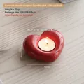 Glossy red heart-shaped ceramic candle holder with a diameter of 12cm for table decor - Glossy Red - Large Heart