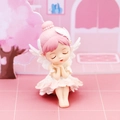 Pink ballerina girl figurine with white wings for car dashboard and cake decoration - 11B Pink Hair Sitting Style (11B)