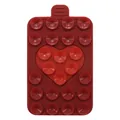 Close-up of dark red heart-shaped silicone suction cup holder with 24 mini grippers - Wine Red + Red