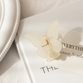 Elegant creamy white matte butterfly hair claw clip with golden metal spring - Beige