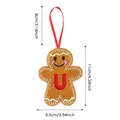 Felt gingerbread man ornament with red embroidered letter U and silk hanging ribbon - Style U