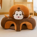 Cartoon monkey baby plush learning seat in brown and khaki tones for infant posture support - Banana Monkey