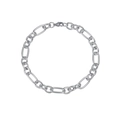 Dettaglio del bracciale a catena Figaro argento con chiusura a moschettone su bianco - Argento