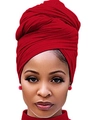 Solid red turban headwrap for women made of soft jersey fabric for a comfortable fit - One Size / Burgundy