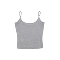 Slim fit ribbed camisole top with thin straps in neutral light grey color - Gray