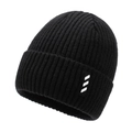 Gorro de punto negro para hombre con tejido térmico grueso y dobladillo clásico - Talla única / Negro