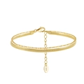 Double-layered S925 sterling silver snake chain and bead chain in golden finish - 16.5+5CM / 3MM Flat Snake Chain / Gold