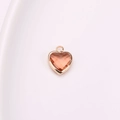 Classic peach orange faceted crystal heart pendant with gold plated copper frame - Rose Red