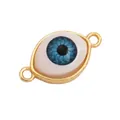 Blue Turkish evil eye charm with gold plating and double connection rings for DIY jewelry - Aqua Blue L371964-Aqua Blue