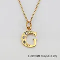Collier avec pendentif lettre G en acier inoxydable doré 18K et strass scintillants - Lettre G