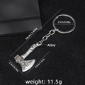 Viking battle axe alloy keychain variant with 4.6cm pendant and dimension markings - Style 1 Axe