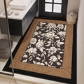 Tappetino da bagno rettangolare con rose scure e bordi decorativi marroni - 40*60cm / Diatomite Spessa Potenziata / Stile Retrò Francese-Stile B [Rettangolare]