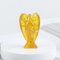 Natural yellow crystal resin angel figurine in prayer pose for home decoration - Citrine