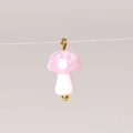 Rosa-weißer Glaspilz-Anhänger mit Goldmetallhaken für DIY-Schmuck und Basteln - Rosa Pilz