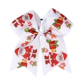Detail of Christmas bow with Santa and candy cane patterns on white grosgrain ribbon - 3# Festive Candy Cane