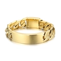 Goudkleurige Cubaanse schakelarmband met gepolijste ID-plaat en stevige vouwsluiting - Goud (KB49315-D)