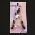 Silver eyelash curler with comb and black handle in blister pack beauty tool - Chrome Curler with Heart Comb Black Duckbill Handle Black Rubber Pad Blister Card Pack