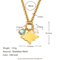 Collar de acero inoxidable chapado en oro de 18K con gema azul y colgante de perla - Dorado (Cadena O Colgante de Gema Azul y Perla)
