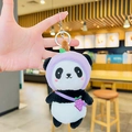 Porte-clés peluche panda avec sac de raisin violet et capuche de couleur lavande - Panda raisin
