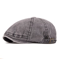 Dunkelgraue gewaschene Denim-Schiebermütze mit Vintage-Metallschnalle und Verstellriemen - Verstellbar / Grau