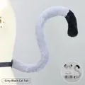 Furry cat tail accessory for cosplay in grey and black mix with adjustable waist belt - One Size / Meow Cat Tail-Grey Black