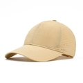 Quick-dry breathable mesh baseball cap in light khaki with laser-cut ventilation holes - Khaki