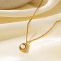 Golden irregular pendant necklace with white organic pearl on soft silk fabric - [H362] Broad Bean Pearl Gold
