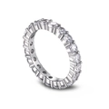 Eternity ring in silver finish with sparkling round-cut clear cubic zirconia stones - White Full Eternity