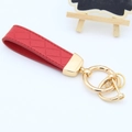 Rode gevlochten leren sleutelhanger met gouden metalen sluiting voor autosleutels - Gouden Hardware / Rood