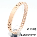 Rose gold stainless steel watch band bracelet with engravable bar on display - 10mm Rose Gold (KB182894-KFC)