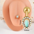 Clou d'oreille goutte doré avec opale et pavé de zircons, dimensions 7,5x5,6 mm - 1.6x16x5mm / Or Goutte d'Eau Opale