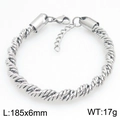 Neutral stainless steel twisted rope bracelet in silver finish with lobster clasp and chain - Adjustable Silver Twist Rope Style (KB211937-ZJZL)